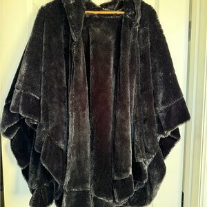 Luxurious Black Faux Fur Cape